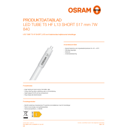 Osram LED Fluorescerande T5 HF, 7W/840, 517 mm