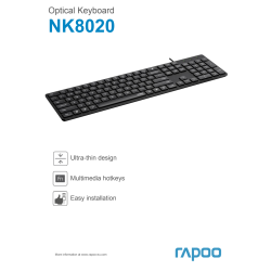 RAPOO Tangentbord NK8020, USB-kabel, svart