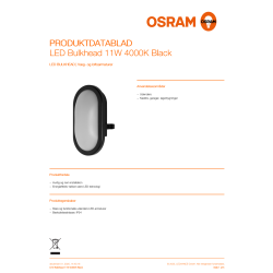 Osram LED-vägglampa, svart - 11W, 4000K