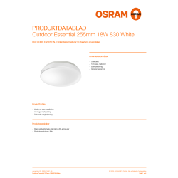 Osram LED-armatur, Utomhus, Vit - 18W