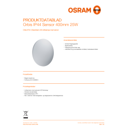 Osram LED-vägglampa, vit, 25W - Orbis IP44