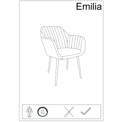 Emilia spisebordsstol, Metal/VIC stof, Rosa