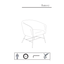 Ramsey lænestol, Metal/VIC stof, Marineblå