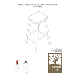 NordicLine Barstol, ek, stoppad, natur/svart, H75