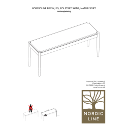 NordicLine Bänk, ek, stoppad sits, natur/svart