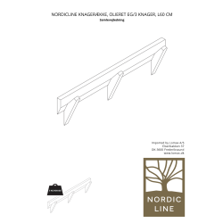 NordicLine Klädhängare, oljad ek/3 krokar, L60 cm