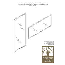 NordicLine Spegel, smal ram i ek, 50x120 cm