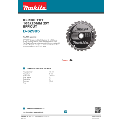 Makita Efficut-sågklinga, Ø165mm, 25T