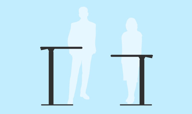 Grafik av silhuetter vid höj- och sänkbara skrivbord