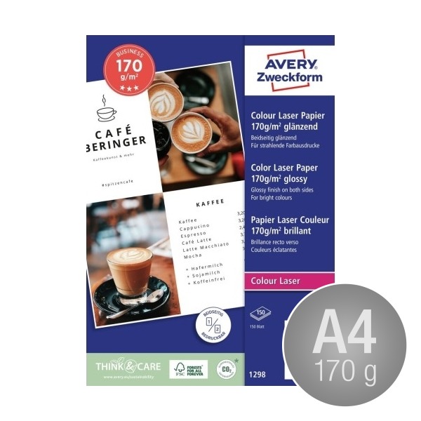 Avery laser-fotopapper, glansigt, A4 / 170 g / 150
