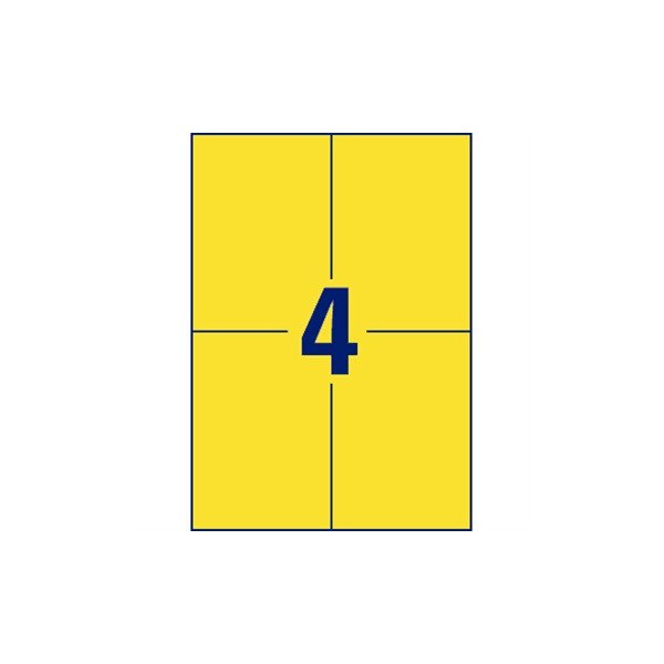 Avery 3459 färgade etiketter, 105x148 mm, gul