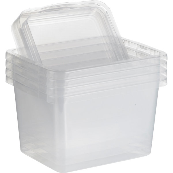Basic plastlåda inkl. lock, 13 liter, klar