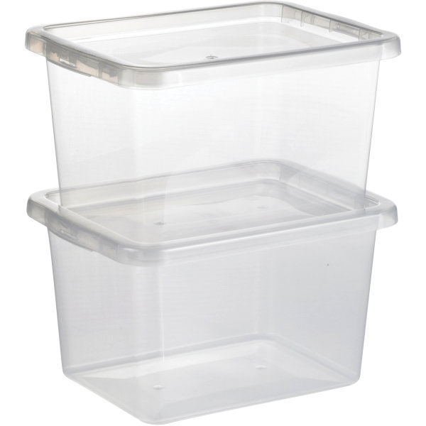 Basic plastlåda inkl. lock, 13 liter, klar