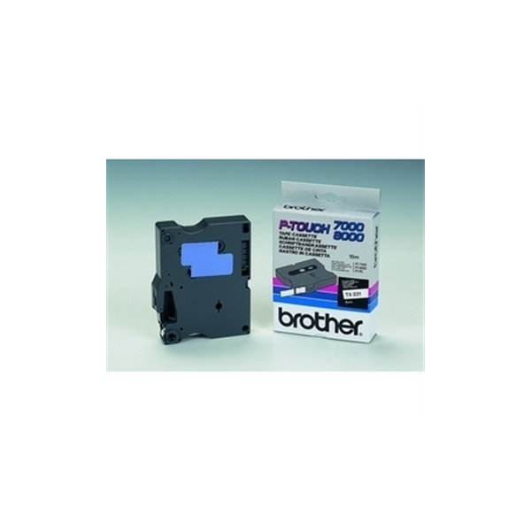 Brother TX-151 etikettape, 24 mm, svart på genomsk