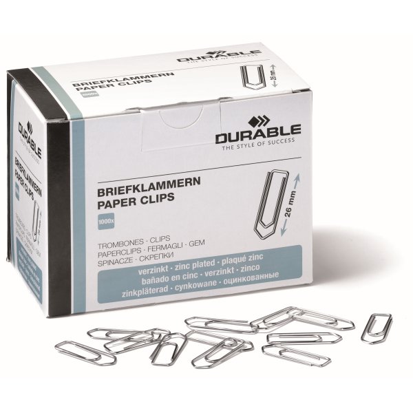 Durable papirclips 26 mm, 1000 stk i æske