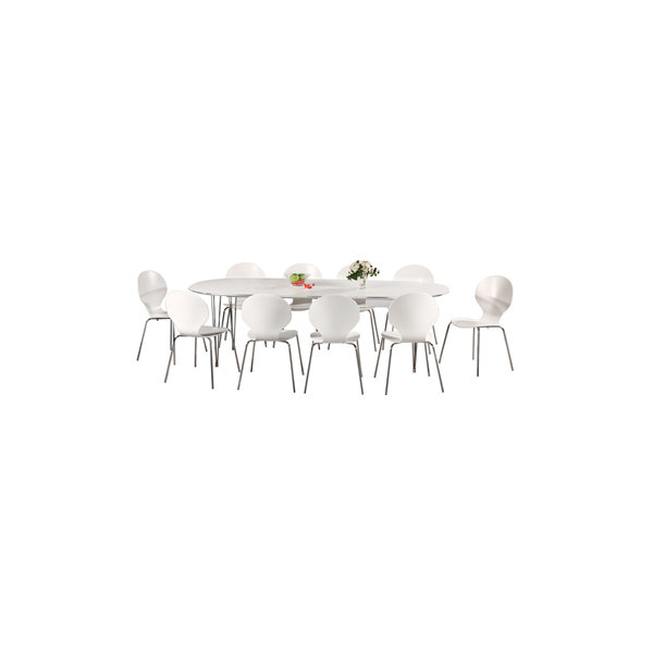 Comfort Classic kantinesæt m. 10 stole hvid/krom