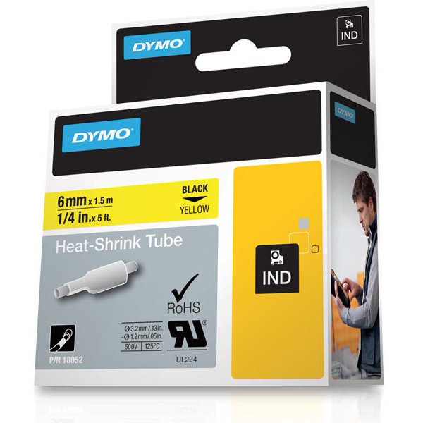 Dymo Rhinopro, 9 mm, krympeflex tape, gul