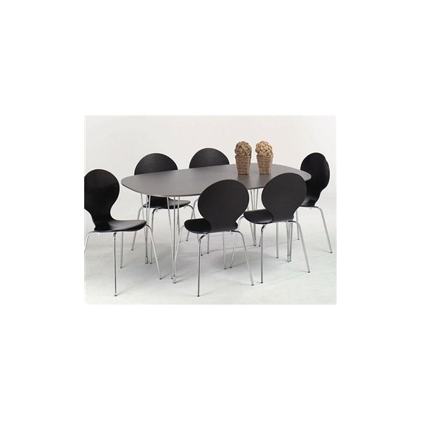 Comfort Classic matsalsset med 6 stolar svart/krom
