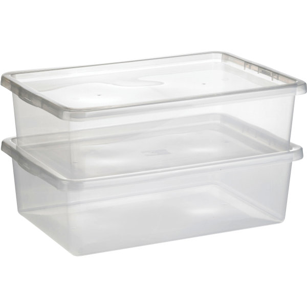 Basic plastlåda inkl. lock, 25 liter, klar