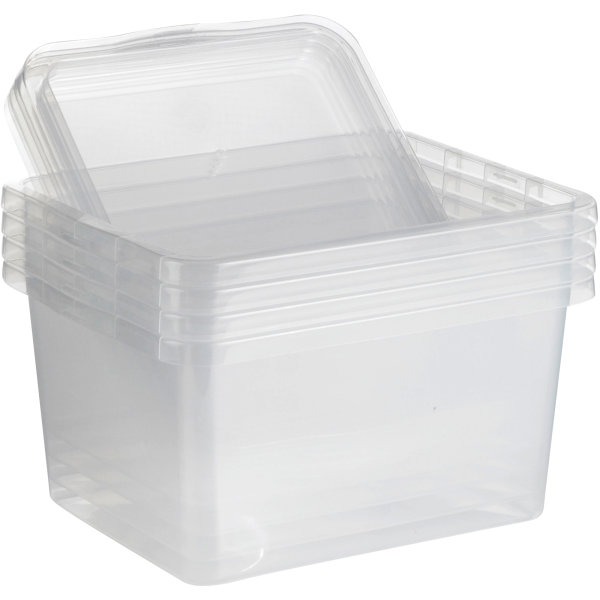 Basic plastlåda inkl. lock, 18 liter, klar