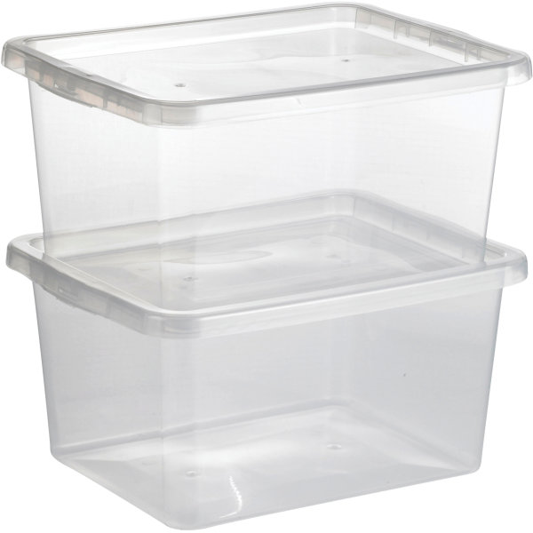 Basic plastlåda inkl. lock, 18 liter, klar