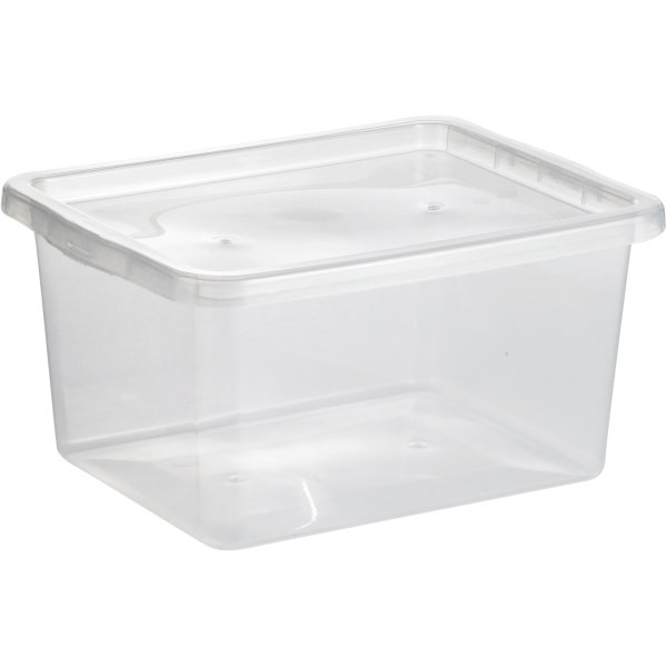 Basic plastlåda inkl. lock, 18 liter, klar