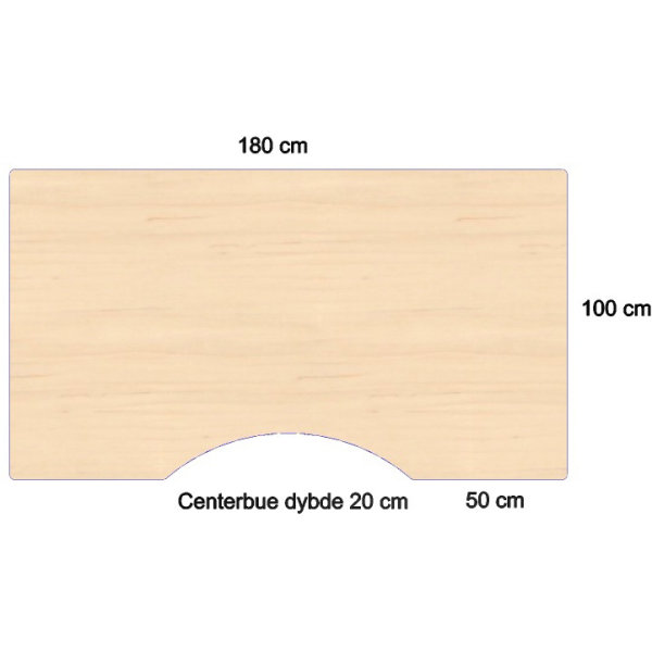 Skrivbord Steady Höj/Sänk 180 cm M. maguttag Lönn