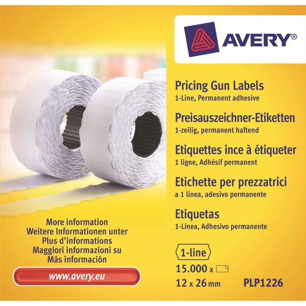 Vita prisetiketter för 1-rads prismärkare