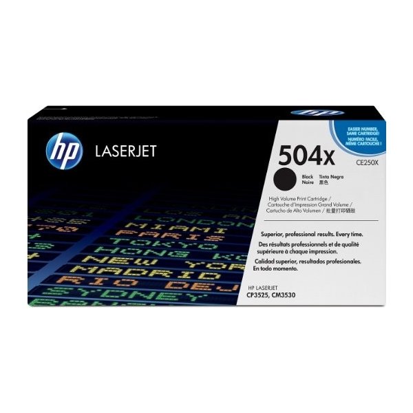 HP 504/CE250X lasertoner, svart, 10 500 s