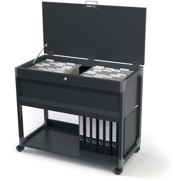 Business trolley dobbelt med låg, A4/folio, Sort