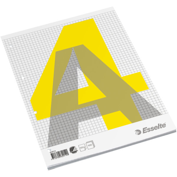 Esselte standardblock A4, rutat, topplimmat