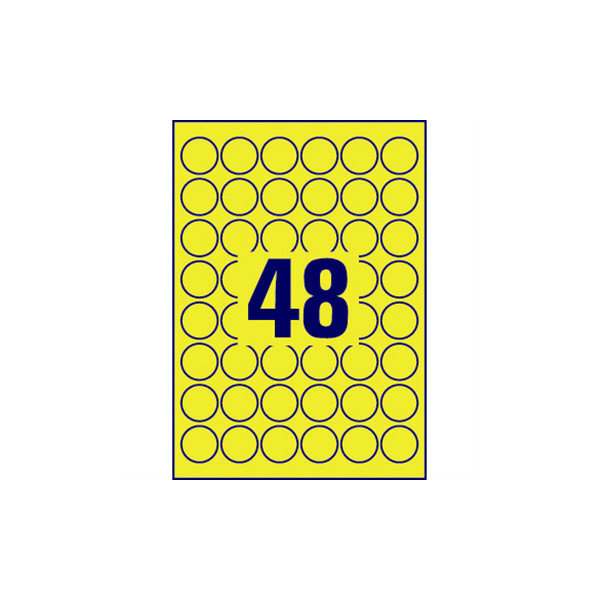 Avery L6128-20 runde stærke etiketter, 30 mm, gul