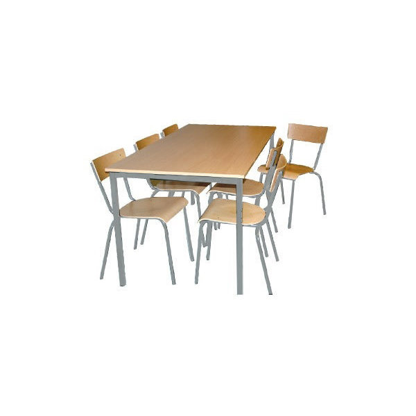 Matsalsset för 6 personer i bok/aluminium
