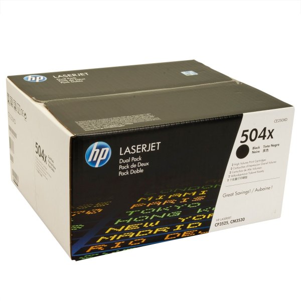 HP 504X/CE250XD HC lasertoner, svart, 2 x 10 500 s