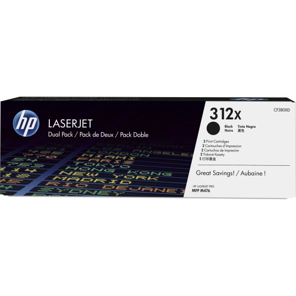 HP nr 312X/CF380XD lasertoner, svart, 2 x 4400 s