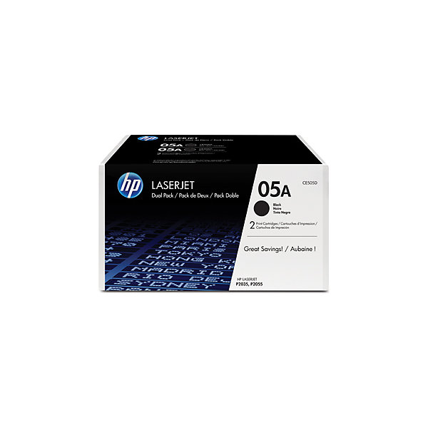 HP 05A/CE505D lasertoner, svart, 2 x 2300 s