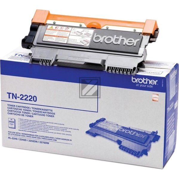 Brother TN2220 lasertoner, sort, 2600s