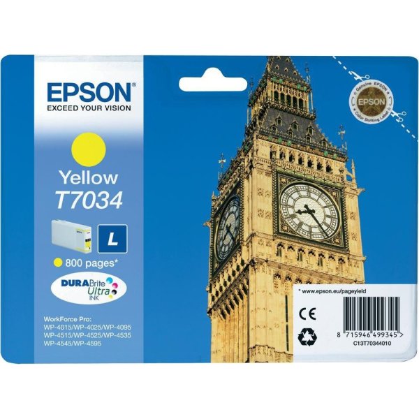 Bläckpatron Epson Nr. T7034/C13T70344010 Gul 800 s
