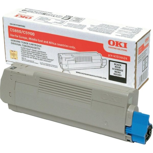 Lasertoner OKI 43324424 Svart 6000 sidor