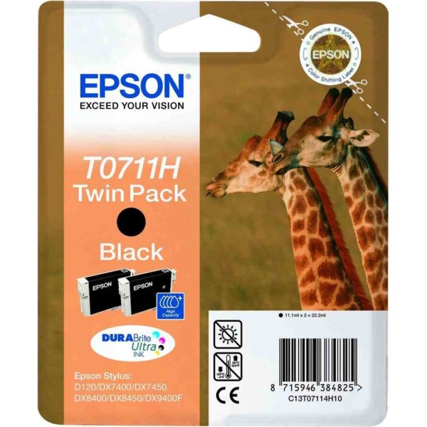 Bläckpatron Epson T0711H/C13T07114H10 Svart 2 st