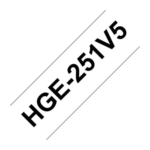 Brother HGe251V5 etikettape, 24 mm, svart på vit