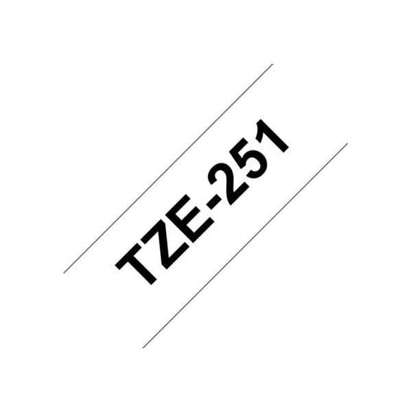 Brother TZe-251 etikettape, 24 mm, svart på vit