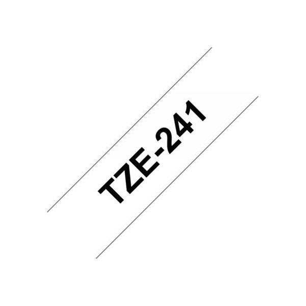 Brother TZe-241 etikettape, 18 mm, svart på vit