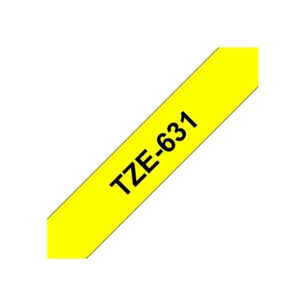 Brother TZe-631 etikettape, 12 mm, svart på gul