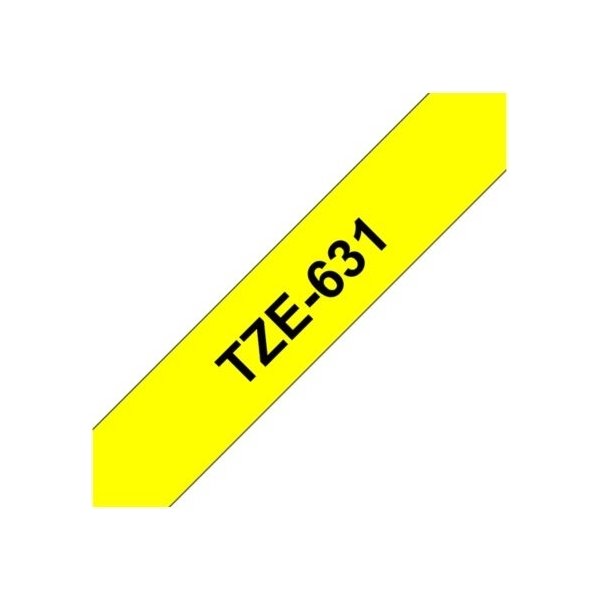 Brother TZe-631 labeltape 12mm, sort på gul