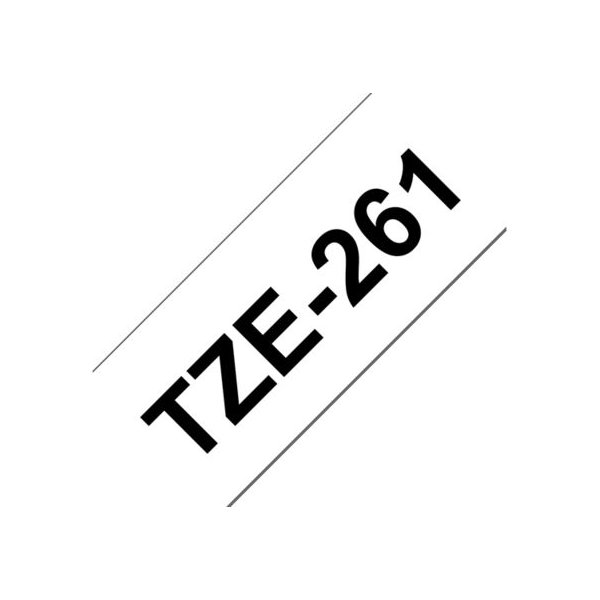 Brother TZe-261 labeltape 36mm, sort på hvid