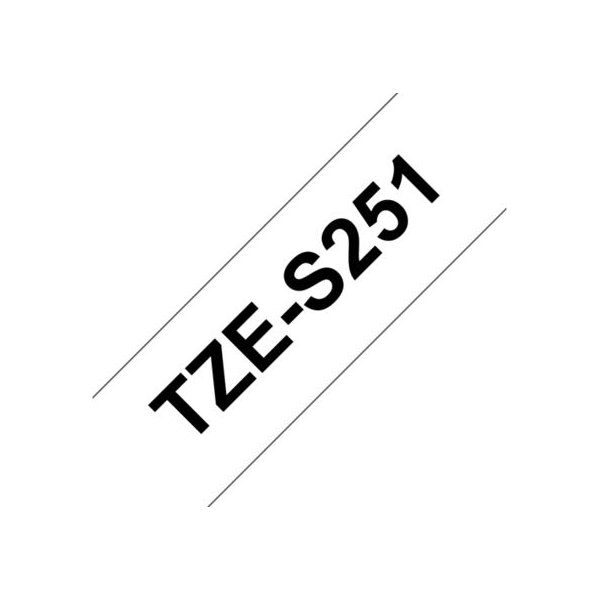 Brother TZe-S251 labeltape 24mm, sort på hvid