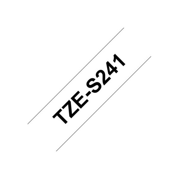 Brother TZe-S241 labeltape 18mm, sort på hvid