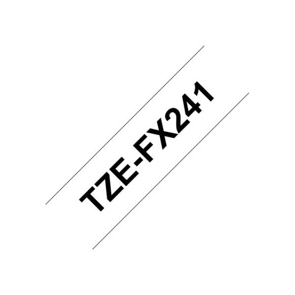 Brother TZe-FX241 labeltape 18mm, sort på hvid
