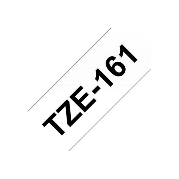 Brother TZe-161 labeltape 36mm, sort på klar